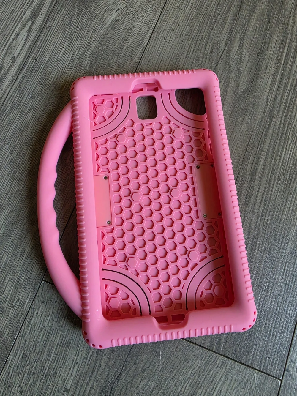 Onn. Universal Silicone Bumper Tablet Case with Built-In Viewing Stand - Pink